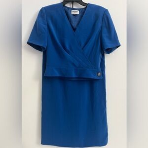 Kasper Royal Blue 2-Piece Dress & Blouse Set Size 8